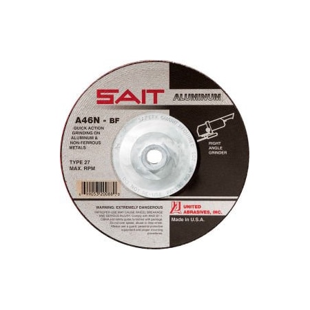 United Abrasives/Sait United Abrasives - Sait Depressed Center Wheel T27 A46N 5"x 1/4" x 5/8-11" 46 Grit Alum. Oxide 20172